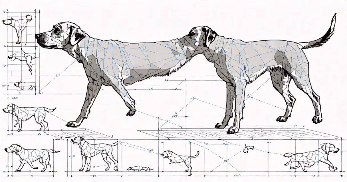 A dog wobbling on unsteady legs, captured in natural light indoors