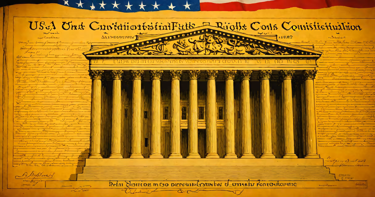Photograph of the U.S. Constitution displayed in the National Archives, illuminated under glass