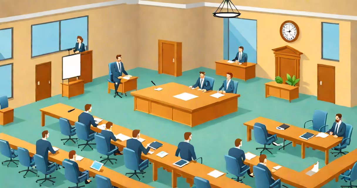 Professional in business attire presenting a report in a city hall meeting room