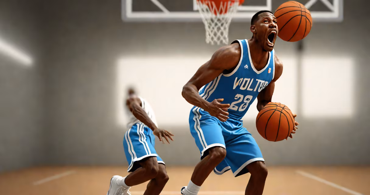 Still frame from the original 2016 YouTube video showing a man shouting "Jay, you gotta move!" during a pickup basketball game