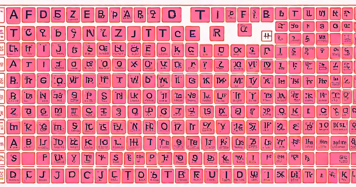 A stylized periodic table with pink highlights on selected elements against a white background