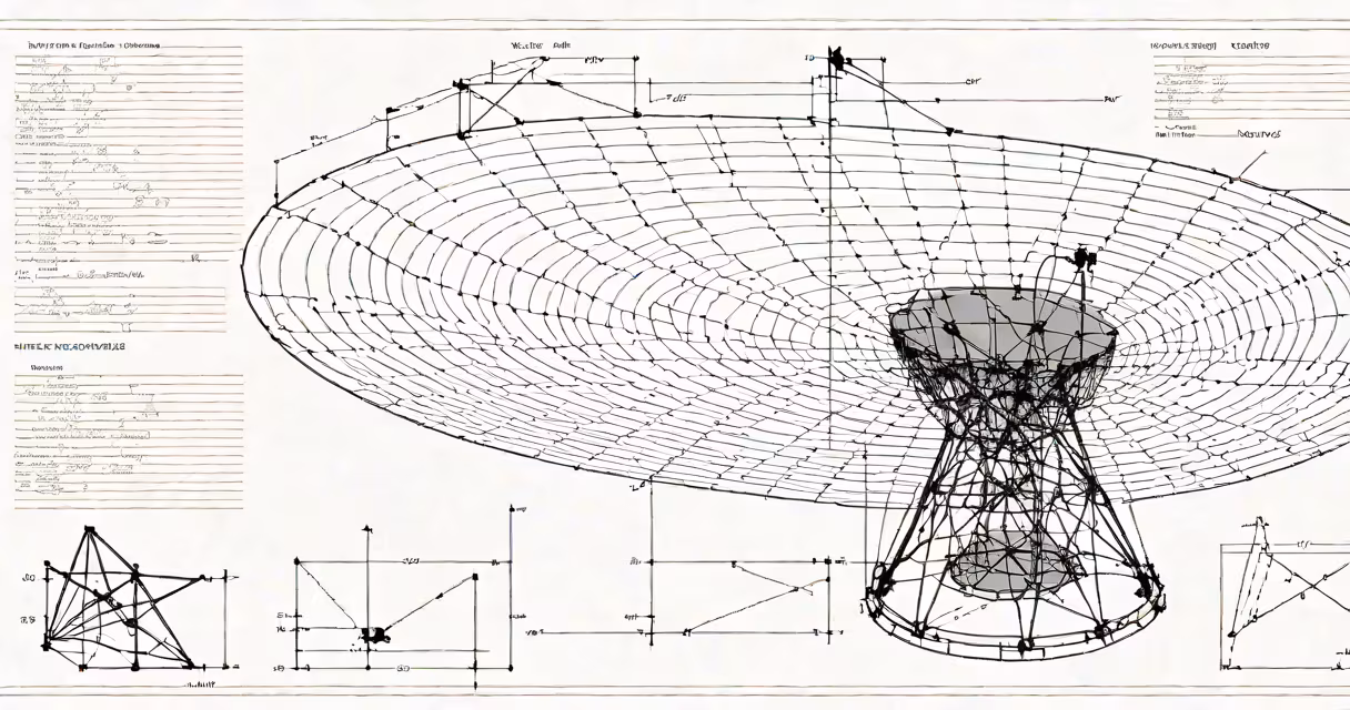 A close-up of a directional parabolic antenna with visible wave reflections and signal beams