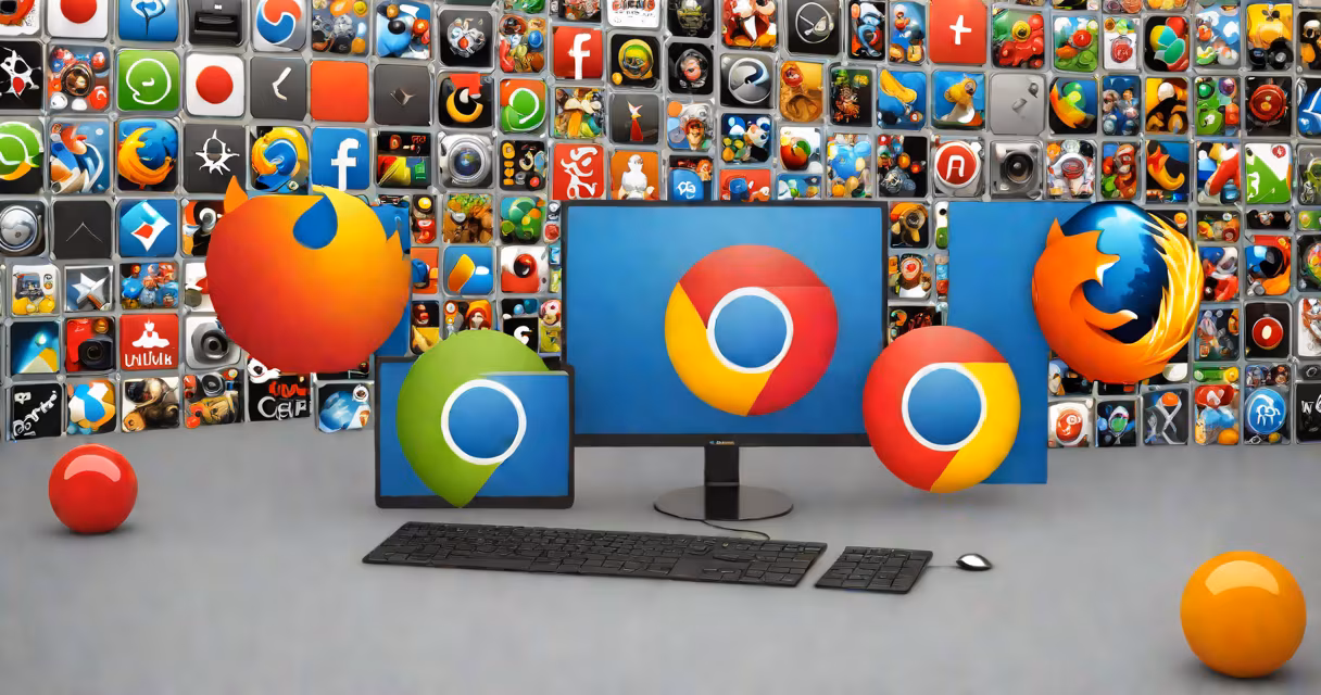 Side-by-side comparison of Chrome and Firefox browser interfaces on a desktop screen
