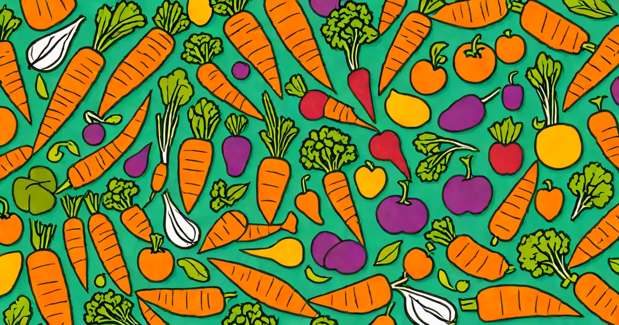 Close-up of colorful foods rich in vitamin A, including carrots, sweet potatoes, and spinach