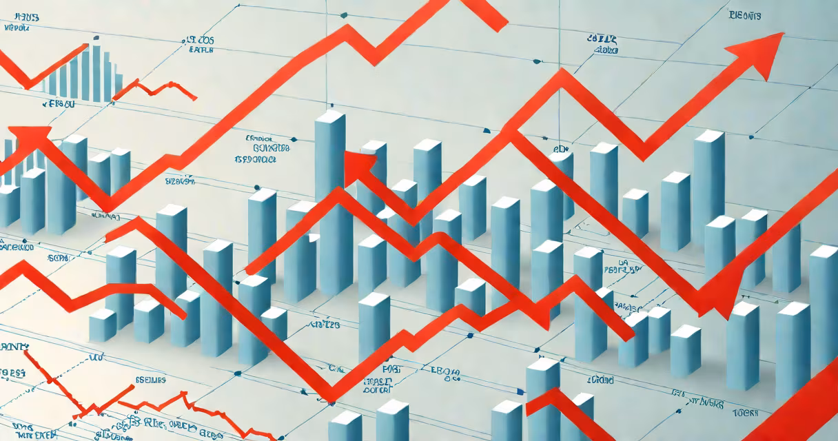 Stock chart showing high-yield dividend stocks with red arrows indicating rising payouts