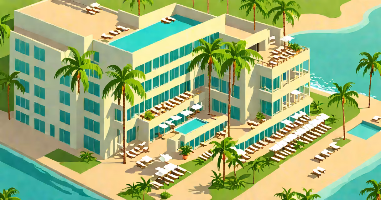 Modern boutique hotel exterior with ocean views and palm trees in West Palm Beach