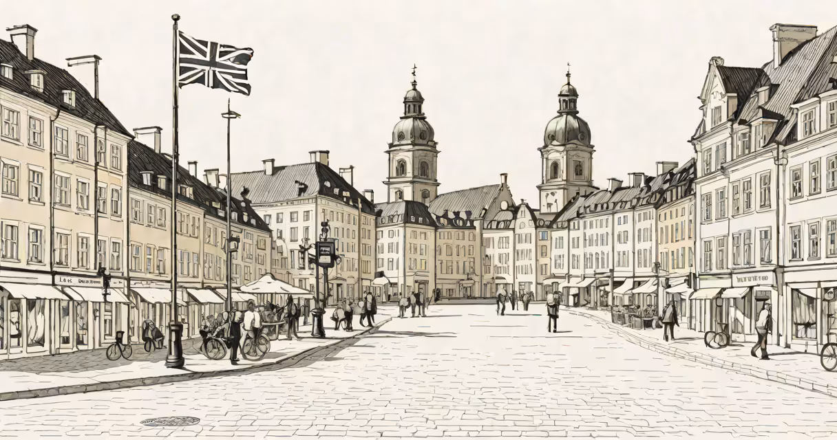 Kommunbyggnad i Karlstad med flagga och informationsskylt om lediga jobb