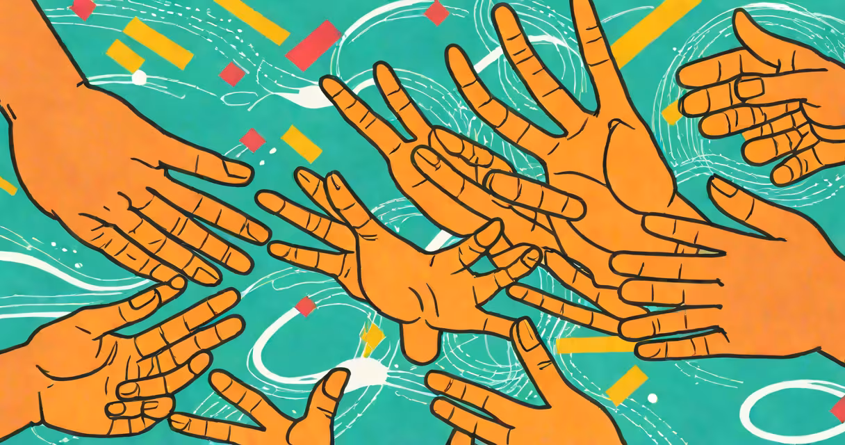 Close-up of hands gesturing during a conversation, subtle facial expressions visible