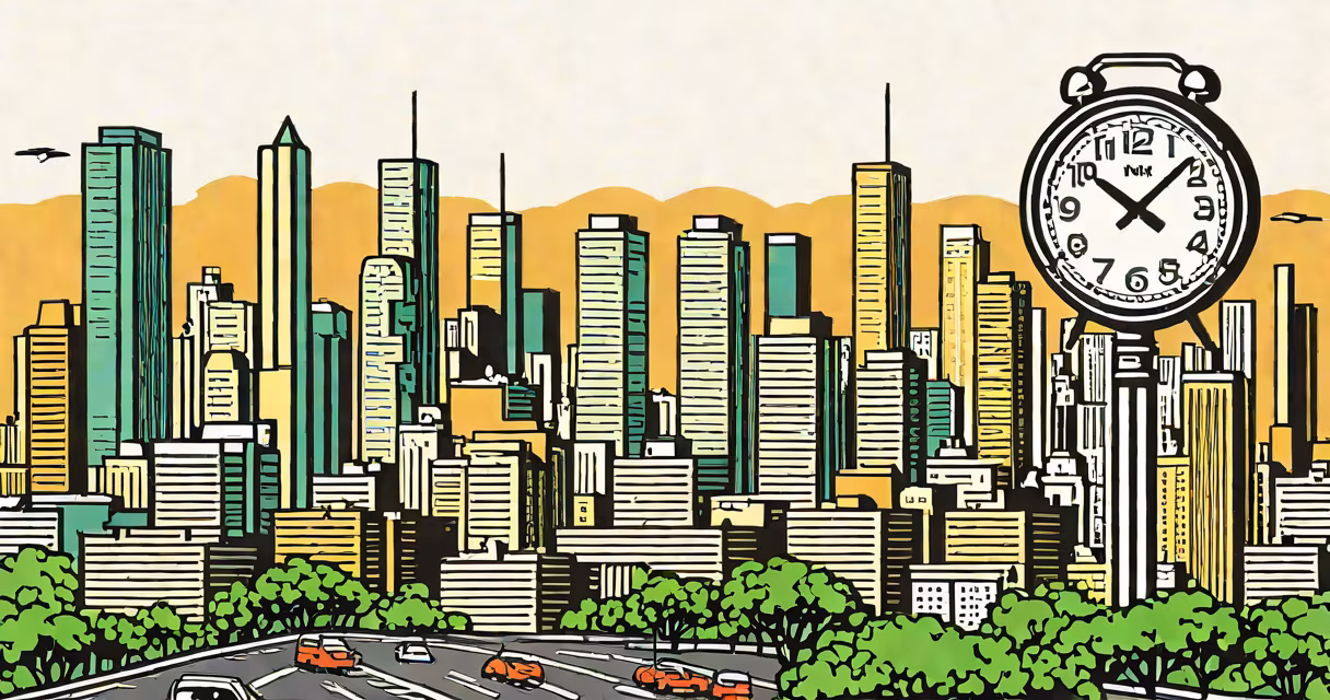 Digital clock showing 14:30 in São Paulo, Brazil, with city skyline in background
