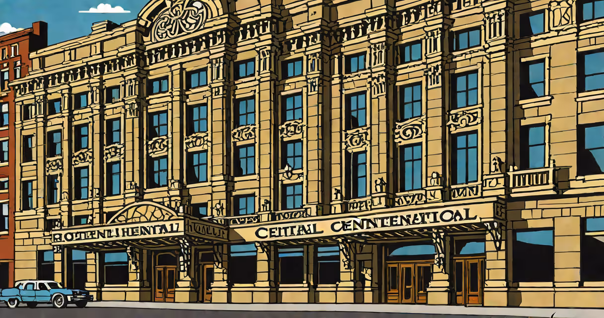 Facade of the Centennial Hotel in downtown Spokane, Washington, showing ornate stone detailing and a classic Edwardian design