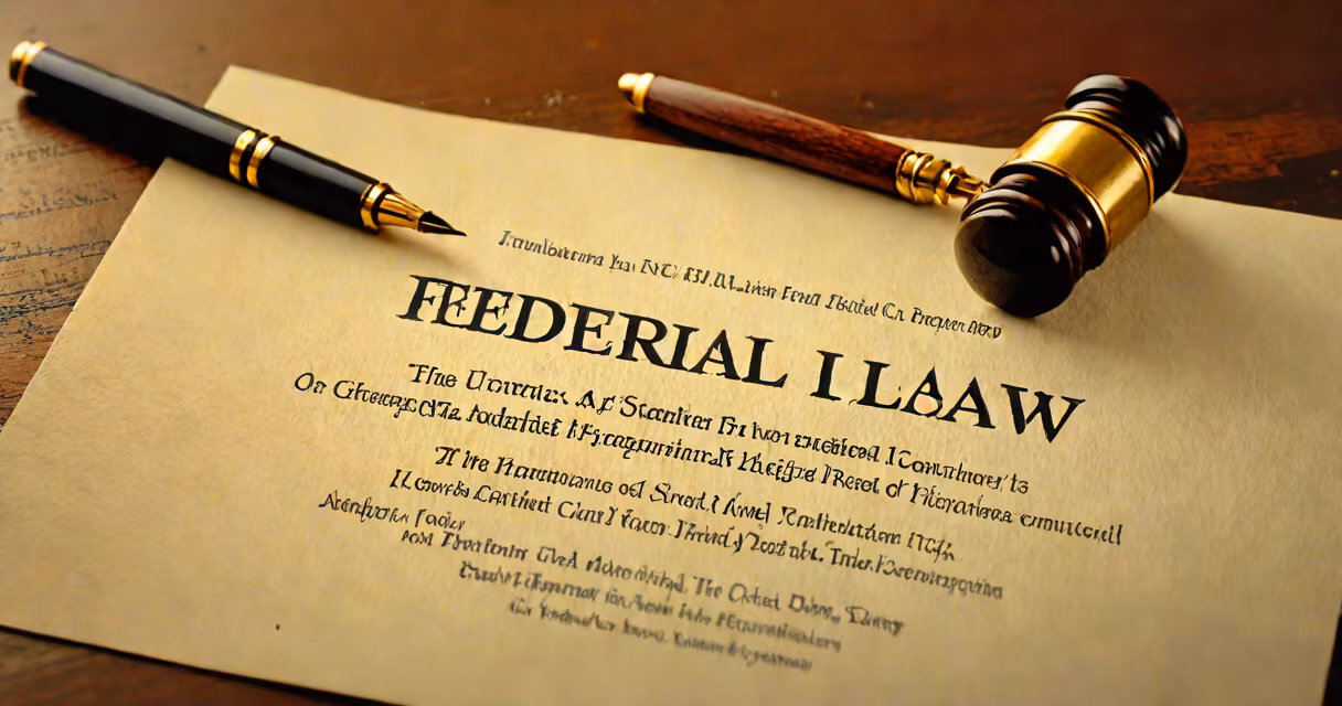 Photograph of a printed copy of Title VII of the Civil Rights Act of 1964 on a wooden desk, with a pen resting beside it