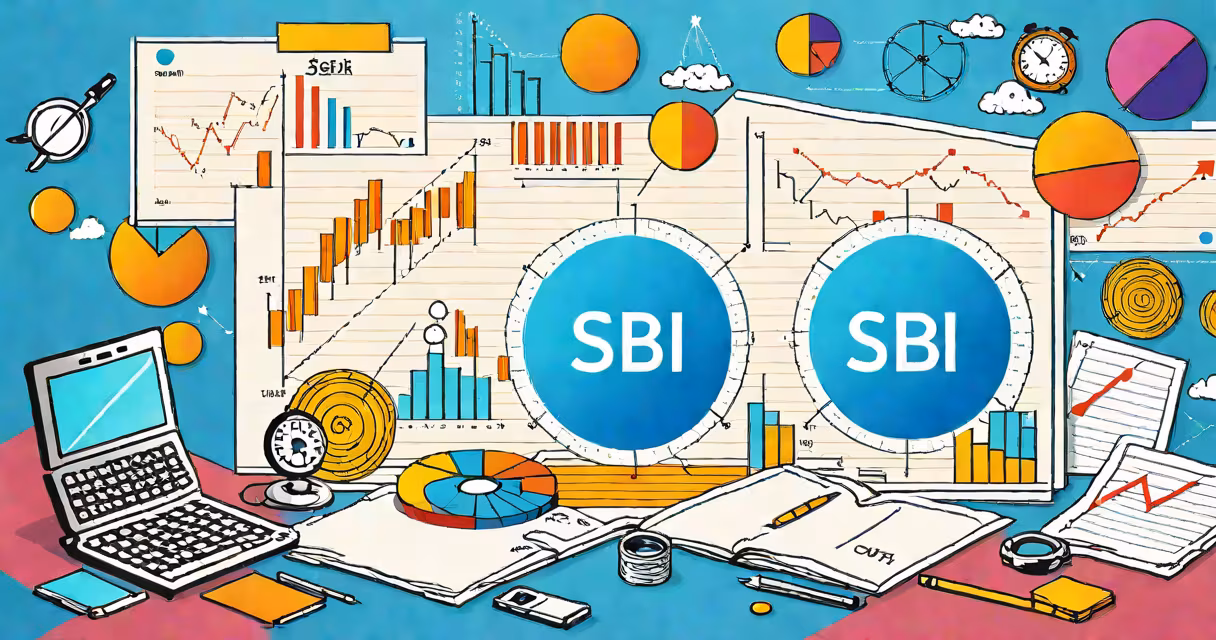 Professional photo of SBI Mutual Fund logo with chart showing 10-year returns