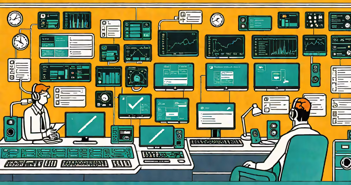 Digital dashboard showing live IT tickets, user requests, and technician assignments