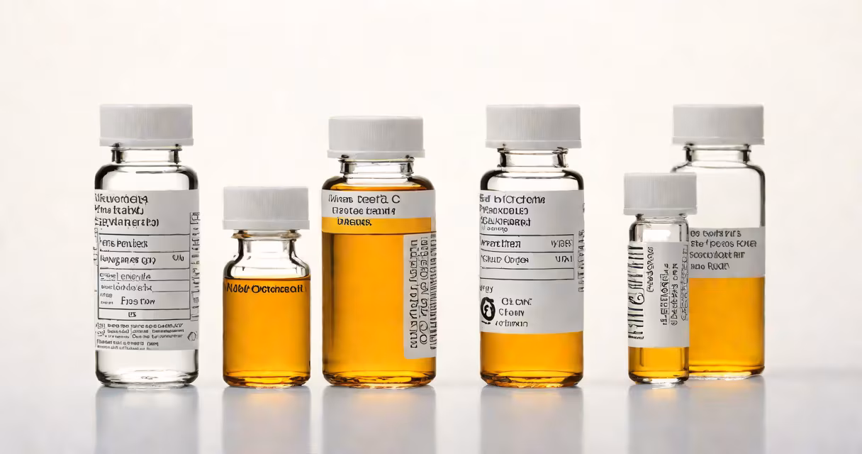 Side-by-side comparison of Moderna and Pfizer-BioNTech COVID-19 vaccine vials on a white surface
