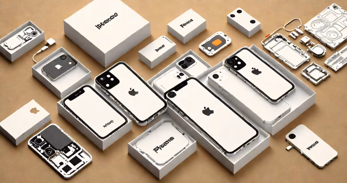 White iPhone 12 box with Apple logo, sitting on a clean surface under soft lighting
