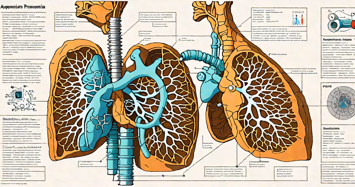 Medical illustration showing lung inflammation due to aspirated material