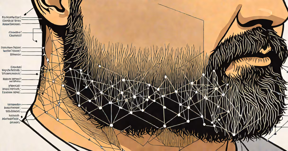 Close-up of a man's beard with visible hair follicles under natural light