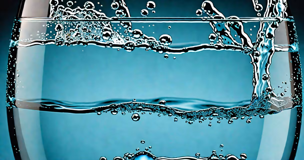 A clear glass of tap water with visible chlorine bubbles rising from the bottom