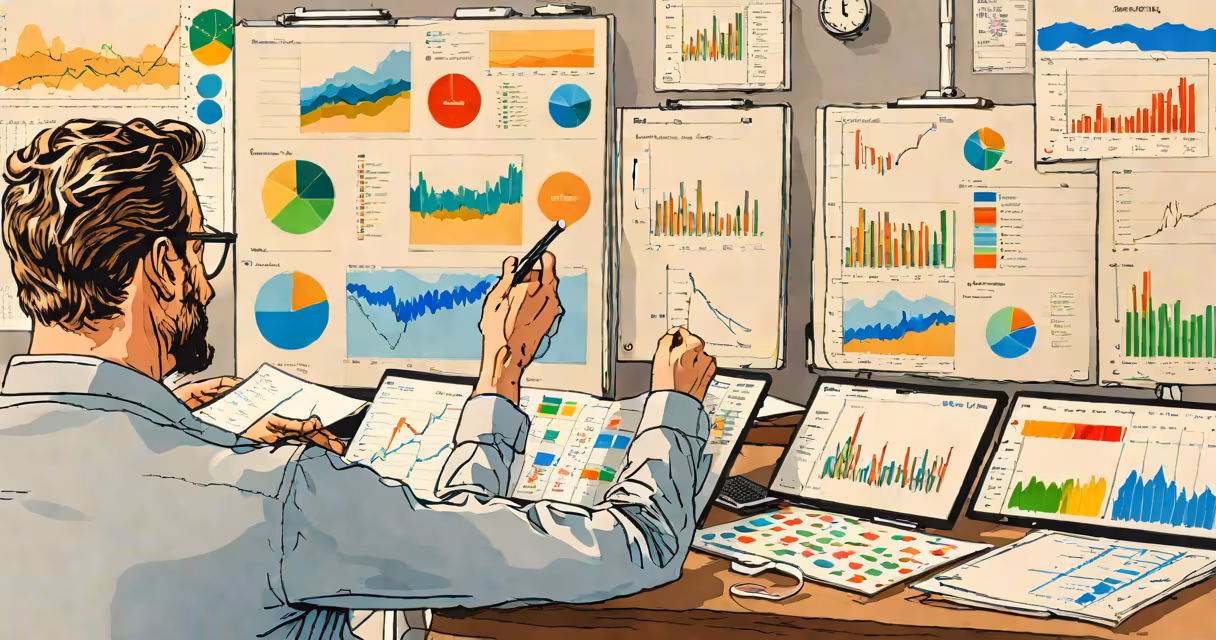 Side-by-side images of a trader reviewing charts and a beginner using a demo trading platform