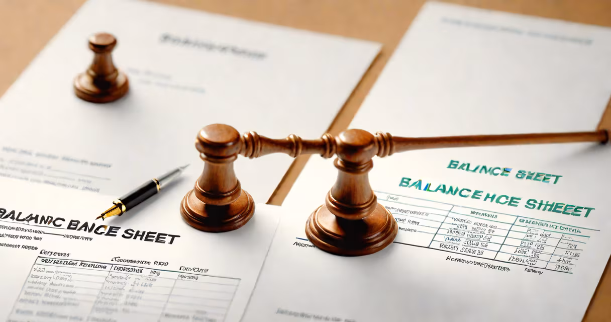 Side-by-side comparison of a corporate balance sheet and a small business version on a clean white background