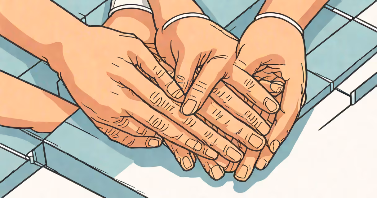 Close-up of hands clasped tightly, symbolizing emotional entrapment in love