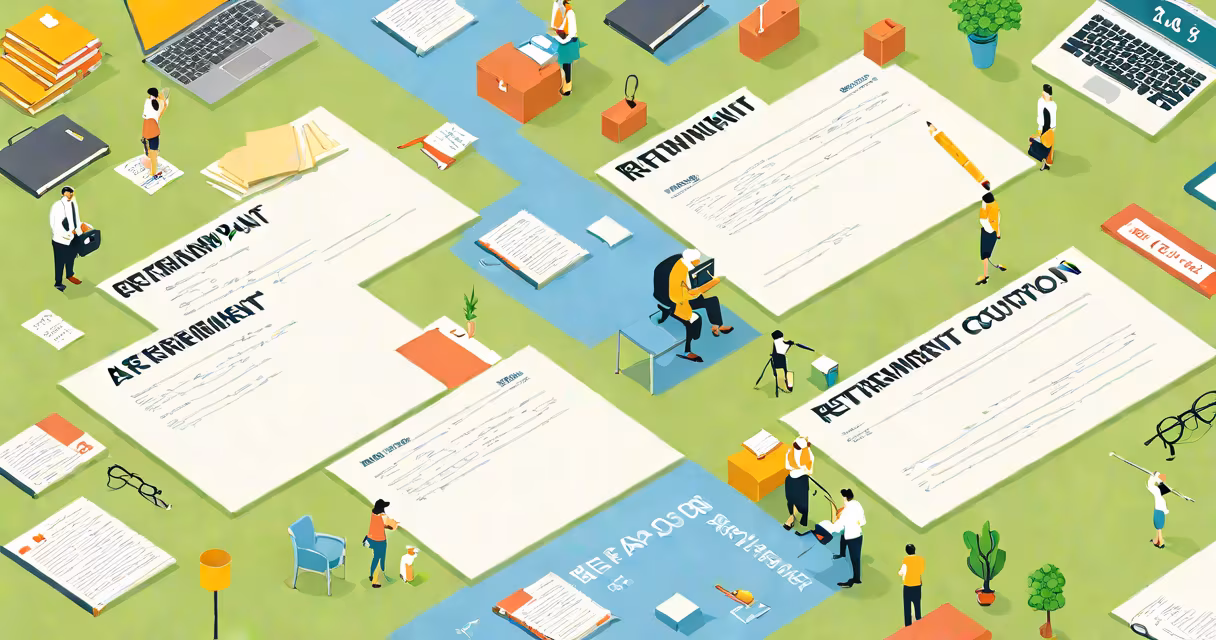 Side-by-side illustration of a 401a and 403b retirement plan document with employee and employer contributions marked