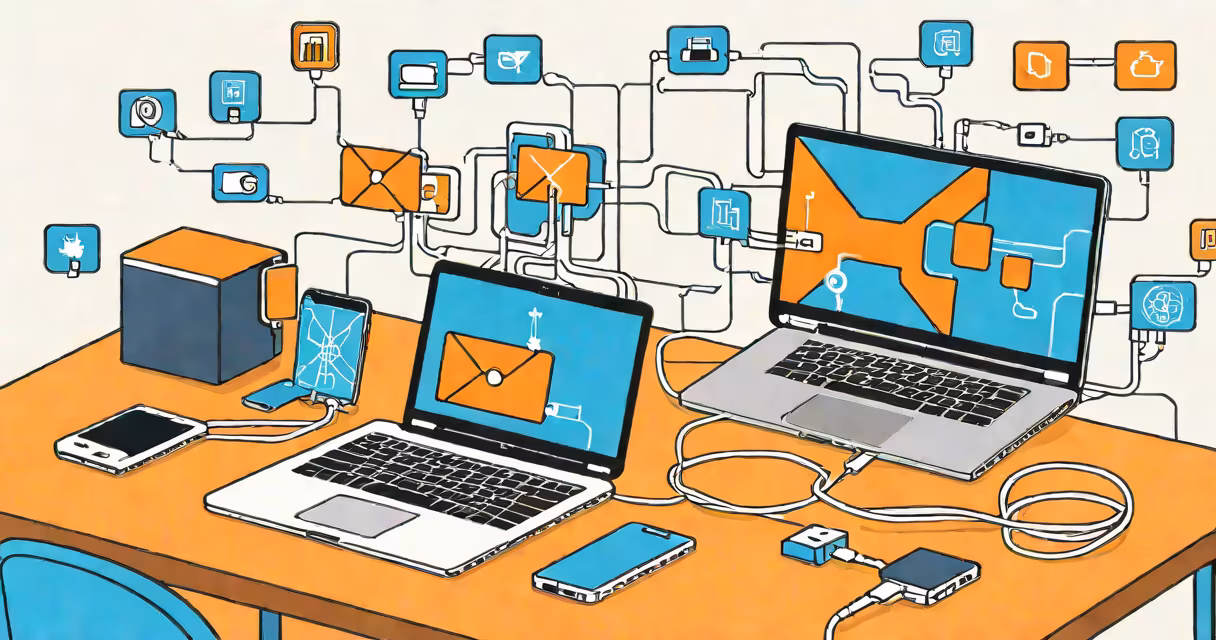 Smartphone connected to laptop via USB cable with network icon visible on screen