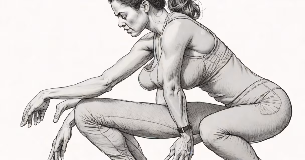 Woman performing a squat with hands on hips, showing proper alignment and posture