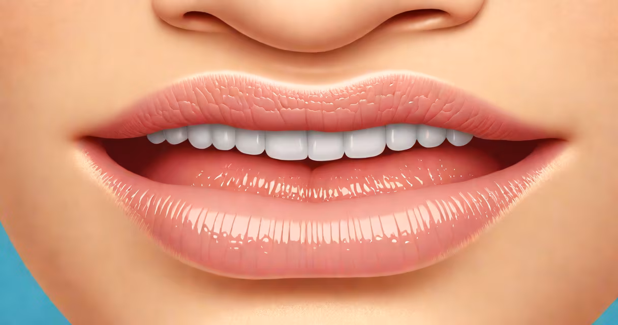 Close-up of a cold sore on the lip with visible fluid-filled blisters