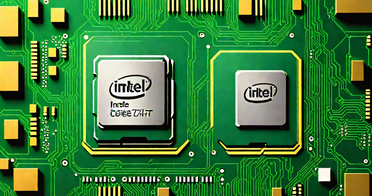 Close-up of a modern Intel Core i7 processor chip on a motherboard